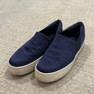 Vince Satin Navy Blue Slip On Sneakers